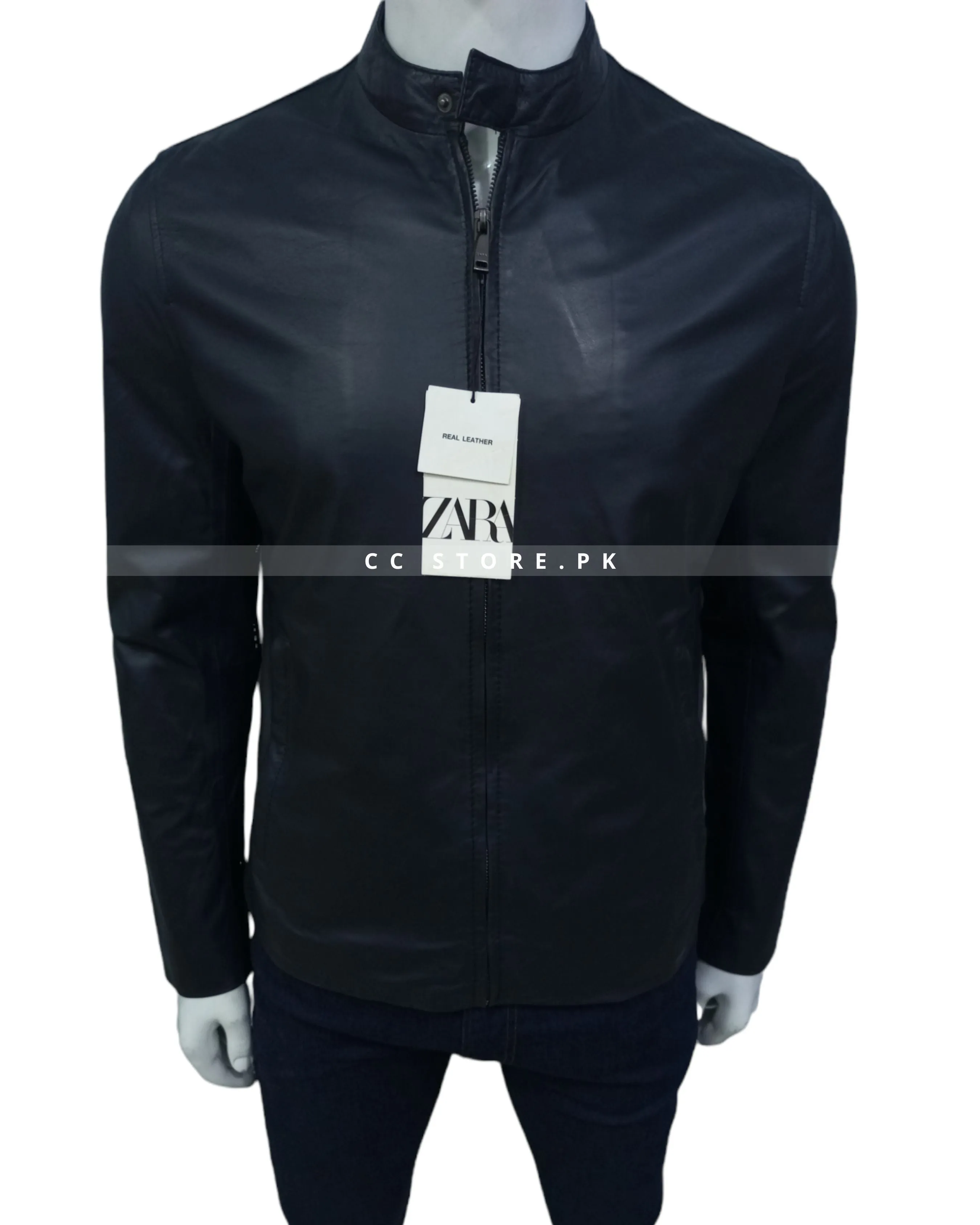 ZR Slim Fit Real Leather Dark Navy Blue Jacket