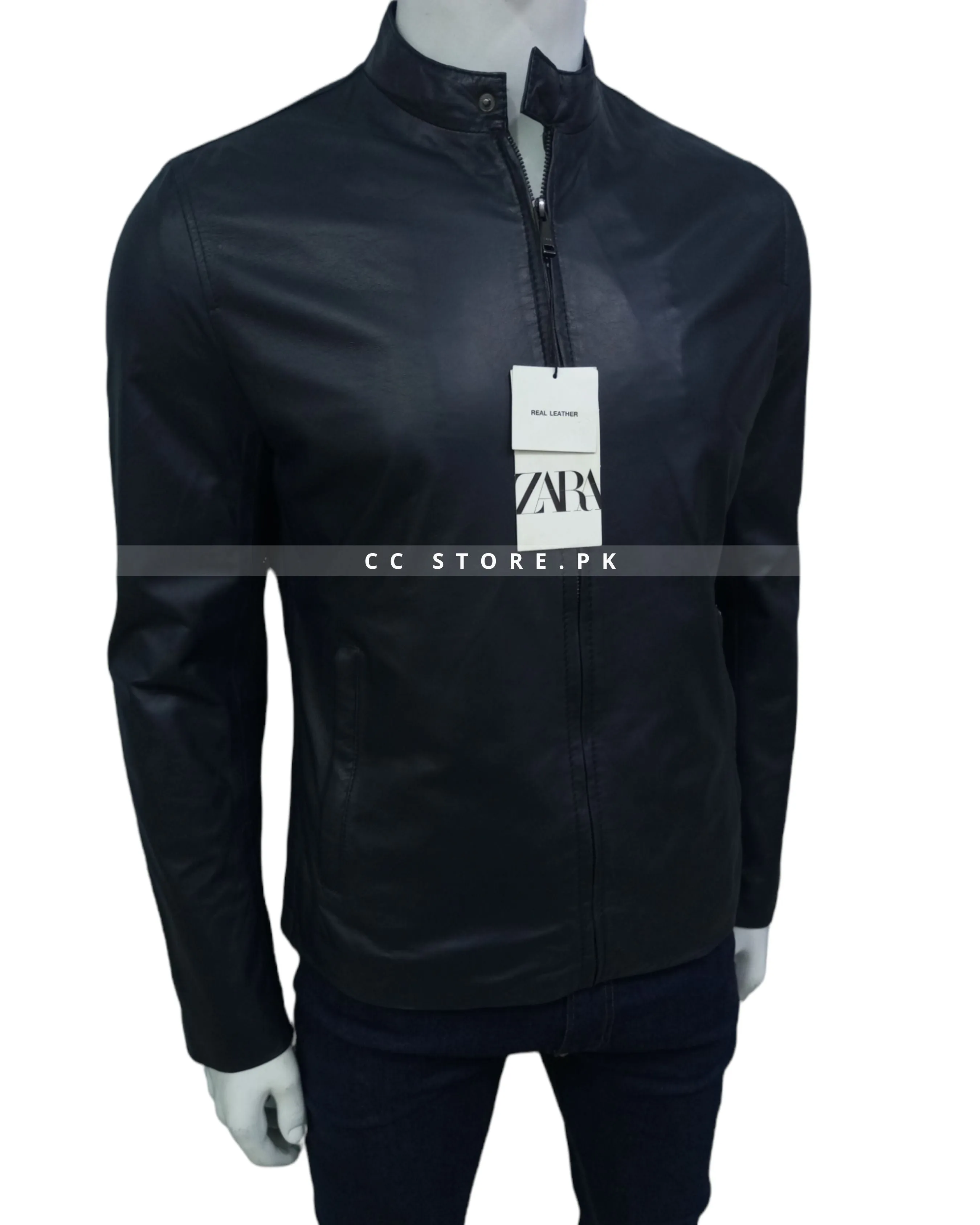 ZR Slim Fit Real Leather Dark Navy Blue Jacket