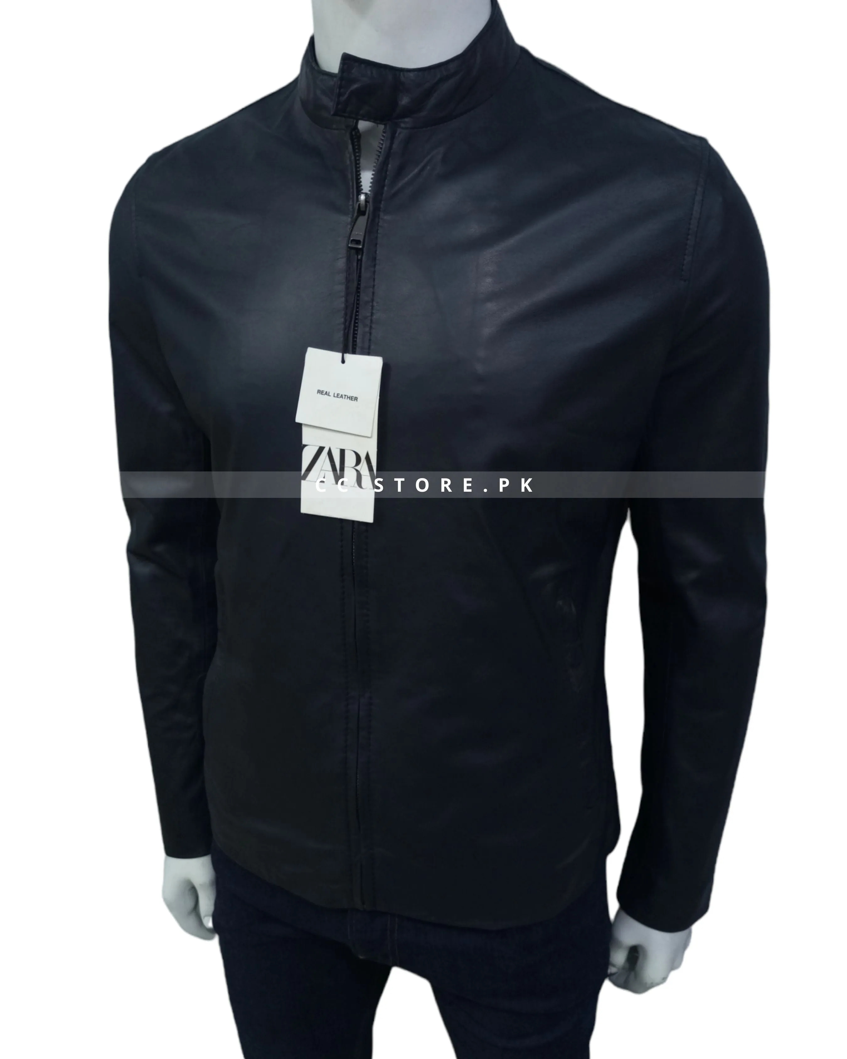 ZR Slim Fit Real Leather Dark Navy Blue Jacket